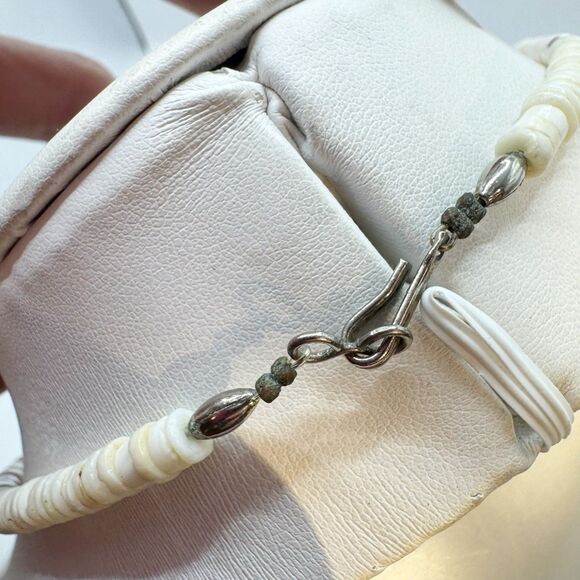 Vtg Heishi Shell Turquoise Hematite Chip Necklace Southwest Stone Jewelry 17” - Picture 7 of 11